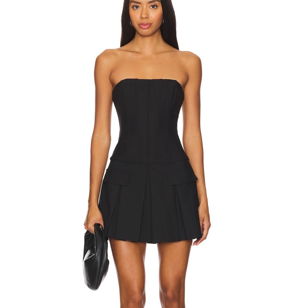 Superdown pleated strapless dress